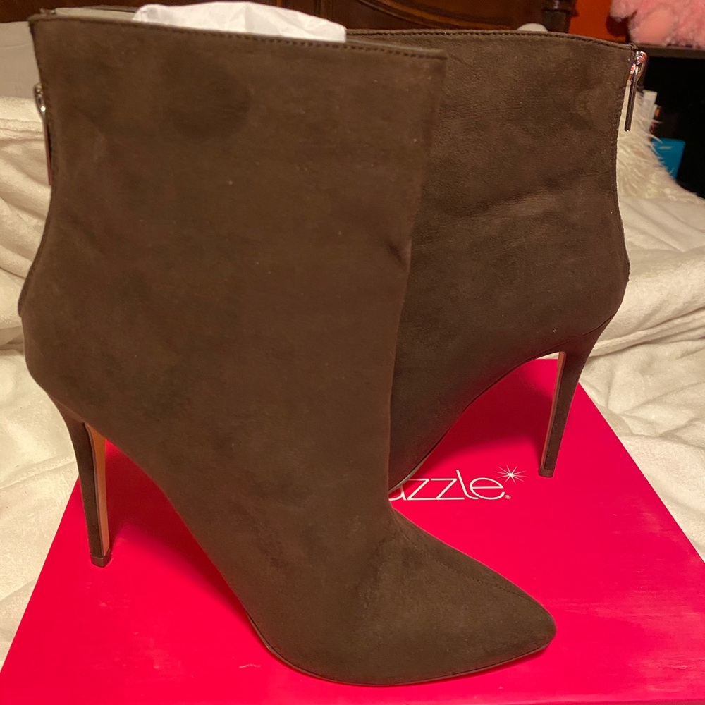 Brown suede booties